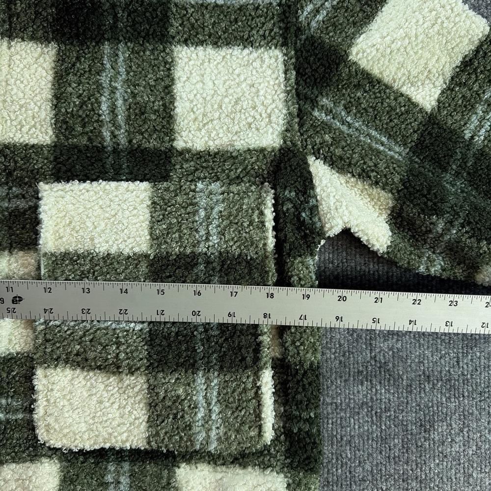 Abercrombie & Fitch Green Plaid Cropped Faux Fur Sherpa Shacket Jacket Sm Fall - Picture 4 of 7